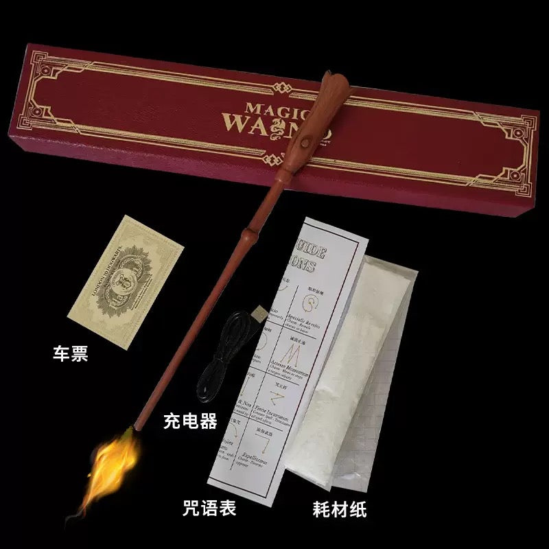 Harry Potter Fire-Breathing Magic Wand | Rechargeable Cosplay Prop with Gift Box